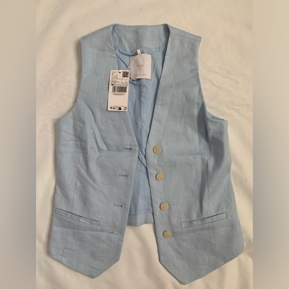 Mango linen ves light blue color - Picture 1 of 2